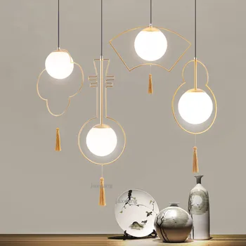 Модерен окачен светлина от led стъкло с геометричен модел от желязо, полилей за осветление на ресторанта, Nordic, окачени таван осветление