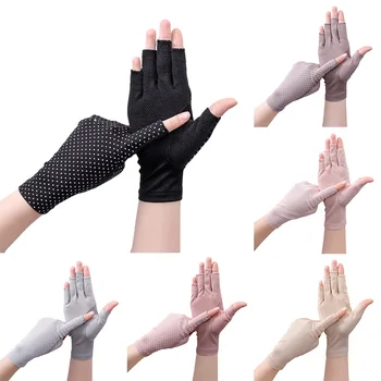 Летни тънки ръкавици с полупальцами, дишащи нескользящие ръкавици със сензорен екран, улични слънчеви ръкавици със защита от ултравиолетови лъчи, ръкавици за шофиране