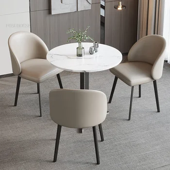 Модерни минималистичные Кожени трапезни столове за трапезария мебели Nordic Luxury Вечеря Chair Столове с облегалка от ковано желязо