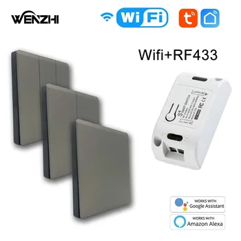 Wifi RF 433 Mhz САМ Модул прекъсвач светлина Приемник Реле 86 Преносим Безжично дистанционно управление Sasha Smart Life Алекса Google Home