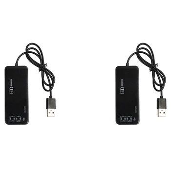 2X3-портов USB 2.0 хъб, Външна звукова карта с канал 7.1, слушалки, микрофон, адаптер за PC, черен