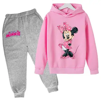 Hoody с Мики Маус и Мини Маус, детски дрехи за момичета и момчета, есенни блузи за деца, комплекти, дрехи, Дисни, Kawaii Minnie hoodie