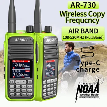 2 ЕЛЕМЕНТА ABBREE AR-730 Air Band Пълна Гама 108-520 Mhz Любителски Шунка Двустранно Радио 256CH Преносима Радиостанция Полицейски Скенер Морски Радиостанции
