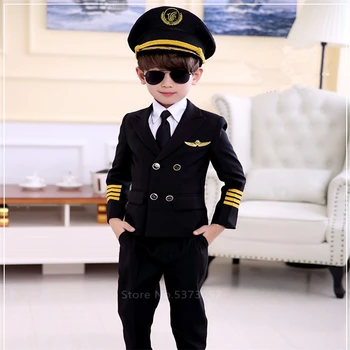 Авиационна форма, cosplay, костюми за Хелоуин за деца, пилот, стюардеса, самолет, дрехи за момчета и момичета, карнавальная облекло за ролеви игри