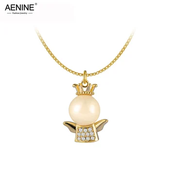 AENINE, модни Короната на Ангел, имитация на перлата на кулон, колиета с кристали, колиета-чокер, Сватбени декорации N17010