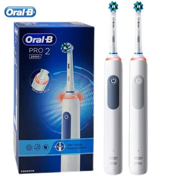 Oral B Pro2000 Умна електрическа четка за зъби 48800 ход/мин. за Дълбоко почистване на Визуалния сензор червена светлина IPX7 Водоустойчив, индуктивни зареждане