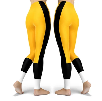 2023, ежедневни стегнати дамски спортни гамаши с принтом бял, жълт, черен на цвят, разтеглив гамаши райе, градинска облекло за тренировки