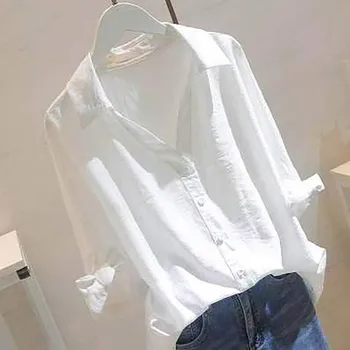Жена обикновен всекидневен топ със средни ръкави, Свободна елегантна блуза за Жени, секси бельо памучен тениска с V-образно деколте, мода 2023