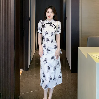 Qipao в китайски стил, пикантен дамски елегантни Чонсам, винтажное класически китайски рокля, бамбук дълъг Vestidos Robe Kleid