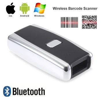 Мини баркод скенер, Bluetooth 1D 2D Безжичен мобилен четец на баркод за Ipad, iPhone и Android Tablet PC Портативен ръчен скенер