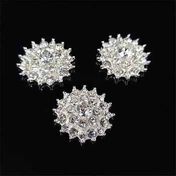 2,7*2,7 см Кръгли метални копчета с кристали, сватбени шапки, облекла за шиене, аксесоари за бижута 