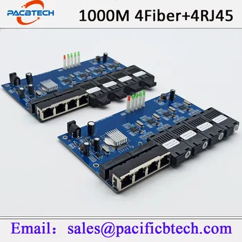 Gigabit Ethernet Оптичен Комутатор Медиаконвертер 4 Влакна пристанище-4 Издържливост на порта RJ-45 Optical Радиостанцията 20 КМ SC Однорежимный 100/1000 М