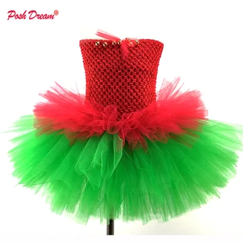 Луксозен МЕЧТА, рокля за коледното парти за момичета от 1 до 12 години, червени и зелени рокли-опаковки за коледни партита за момичета