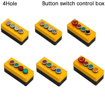 Нов блок за управление на кнопочным ключа LA38, пластмасов промишлена бутон start stop с 4 дупки, двухпозиционный превключвател за аварийно спиране