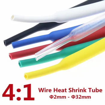 5 м цвят 4: 1 решетките свиване удебелена термоклеевая свиване на тръби за защита на кабели свиване тръба 6 мм-32 мм четирикратна термоусадка