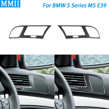 За BMW 5 серия M5 E39 1998-03 Въглеродни влакна от двете страни на предната врата на аудио говорител панел тампон стикер за декориране на интериор на автомобил