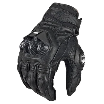 Мотоциклетни ръкавици Черни Състезателни от естествена кожа Мотоциклетни Бели ръкавици за екипа на автомобилния състезания Мъжки летни Зимни МОТО високо качество