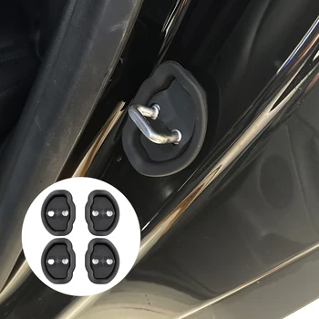 4шт Силикон авто автоматично заключване на вратите Ключалки калъф за Tesla, модел 3 Модел Y Гъвкав автомобил автоматично заключване на вратите протектор Аксесоари за интериора на колата