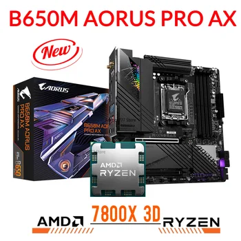 Дънна платка AM5 Gigabyte B650M AORUS PRO AX дънна Платка DDR5 с комбинирана процесор на AMD Ryzen 7 7800X 3D AMD B650 M. 2 128 GB НОВА