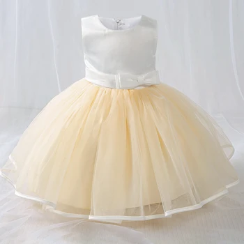 FSMKTZ/Празнични Рокли за Новородени Момичета, Детски Рокля-пакетче Свързани с лък рожден Ден от 1 година, Детско Сватбена рокля на принцеса