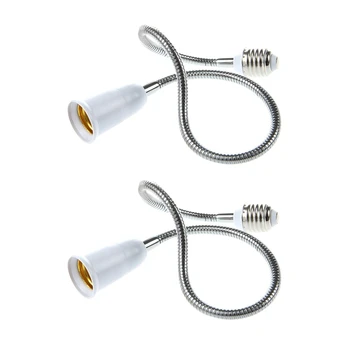 2X E27-E27 Светлина от лампа с гъвкаво удлинителем (бяла, 60 см)