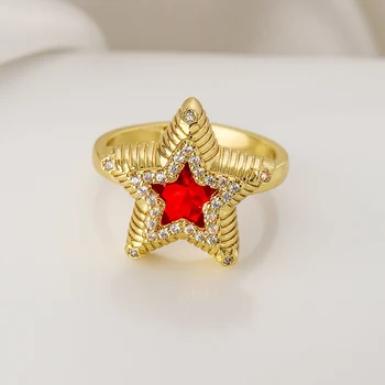 Mafisar, лидер на продажбите, висококачествени позлатени геометрични пръстени с цирконием, модни пятиконечные звезда в стил хип-хоп, дамски официални украса