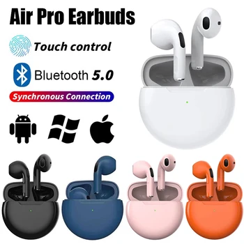 TWS Air Pro 6 Слушалки Bluetooth Слушалки с микрофон 9D стерео Hi-Fi слушалки за iPhone IOS Android Безжична Bluetooth слушалка