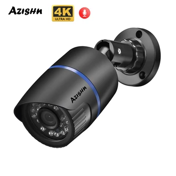 AZISHN 8MP 4K Ultra HD IP камера външна POE H. 265 Onvf Bullet ВИДЕОНАБЛЮДЕНИЕ Домашна камера за сигурност с откриване на движение 5MP 4MP нощно виждане