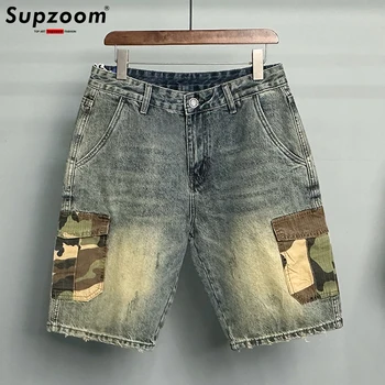 Supzoom/Ново записване, топла разпродажба, летни свободни лоскутные модерен младежки ежедневни дънкови шорти-карго в ретро стил с камуфляжными джобове, мъжки