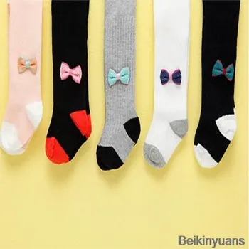 Детски памучни чорапи новородено бебе в топли папийонка чорапогащи чорапогащи мода контраст на цветовете Дизайн Момичета чорапи чорапогащи чорапогащи