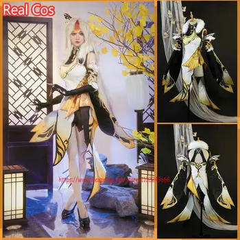 RealCos Ningguang Cosplay Genshin Impact Ningguang орхидея cosplay рокля Чонсам костюм Секси камериерка комплект