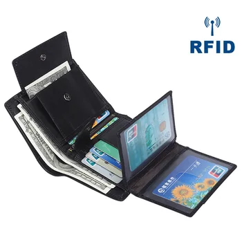 Нов кожен мъжки портфейл с RFID антимагнитными свойства, кратък чантата за ръце, модерен бизнес мъжки чанти от телешка кожа