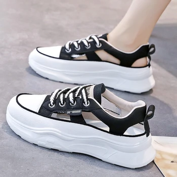 BCEBYL/ модни нови летни дишащи ежедневни, спортни дамски сандали с кръгло бомбе на дебела подметка, Zapatos Mujer