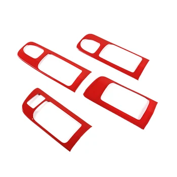 4 бр./компл. ABS Червено LHD Автомобилна Вътрешна Врата копчето Рамка на Кутията Интериор е Подходящ за Toyota Tundra 2014 2015 2016 2017 2018 2019 2020 2021