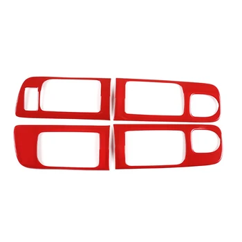 4 бр./компл. ABS Червено LHD Автомобилна Вътрешна Врата копчето Рамка на Кутията Интериор е Подходящ за Toyota Tundra 2014 2015 2016 2017 2018 2019 2020 2021
