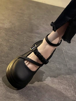 Обувките Мери Джейн/2023 г. Годишният нови Обувки на Дебела Подметка, Сандали за момичета, Японската Униформи jk, Кожени Обувки в стил Лолита, Дамски обувки