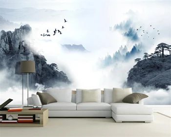 beibehang Индивидуален модерен минималистичен фон за телевизор в хола коприна тъкани тапети с китайския пейзаж тапети за дома