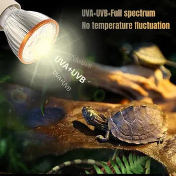 Led Лампа за Влечуги UVA + UVB, Платформа За Къпане Костенурки, Пълна Гама, 5,0/10,0 Костенурка, Гущер, Змия, Лампа За Отопление на Терариум, Осветление