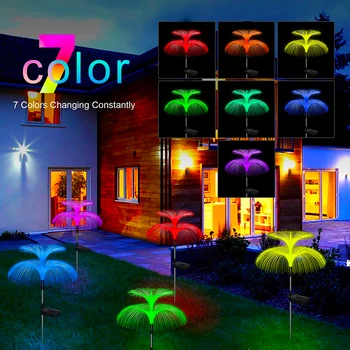 RGB Смяна на двуслойни и слънчева градина с медузи♫, led оптична лампа, открит IP65, водоустойчив за газонного пейзаж, сватбен декор