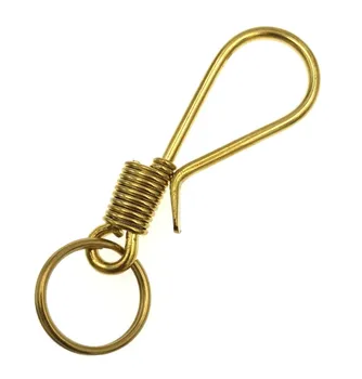 Златен ключодържател от масивен месинг в ретро стил, кука за колан, стяга за чантата си, верижка, подарък
