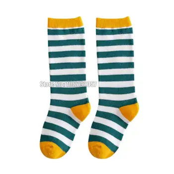 Сладки бебешки чорапи унисекс райе и точки за момчета и Момичета, многоцветни чорапи до коляното щастлив цвят