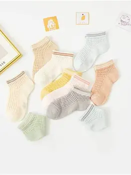 10 Двойки/лот, пролетно-летни чорапи от фина мрежа за момичета и момчета от 3 до 15 години, обикновен чорапи от естествена коприна, аксесоари за детски дрехи
