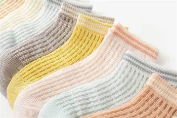 10 Двойки/лот, пролетно-летни чорапи от фина мрежа за момичета и момчета от 3 до 15 години, обикновен чорапи от естествена коприна, аксесоари за детски дрехи