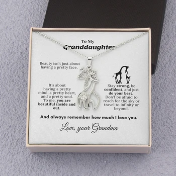 Персонални популярно огърлица за баби и внучки, колие във формата на Жираф с предавателна кутия, творчески красив шарм-подарък