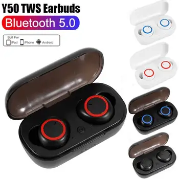 Y50 Безжични Bluetooth слушалки, Hi-Fi стерео слушалките с шумопотискане, сензорни слушалки в ушите, Музикални, Спортни слушалки За Смартфони