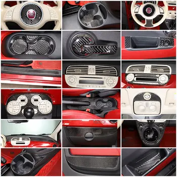 За Fiat 500 2011-19 Автомобили Панел Кутия от настоящето Въглеродни Влакна, Стикер за облицовки на Централната Уреда, Комплект за Автомобилни Аксесоари (Мек Въглерод)
