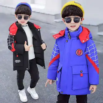 Зимно яке за момчета, детско топло палто, дебело парк за момчета детски зимни дрехи, връхни дрехи с анимационни принтом за Русия -30 градуса