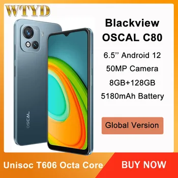 Blackview OSCAL C80 Телефон 8 + GB 128 GB 50-мегапикселова камера, Батерия 5180 ма 6,5-инчов восьмиядерный смартфон Android 12 глобална версия