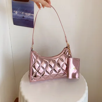 Луксозна дизайнерска дамска чанта в клетка от лачена кожа, модерна чанта през рамо, малка чанта-тоут за скитници, новост лятото 2023