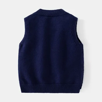 Детска жилетка Училищни униформи Детски вязаный пуловер Връхни дрехи, палта за момичета и момчета-тийнейджъри жилетка